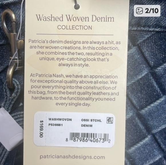 NWT Patricia Nash ‘Ossi’ Woven Denim Satchel - Picture 3 of 10
